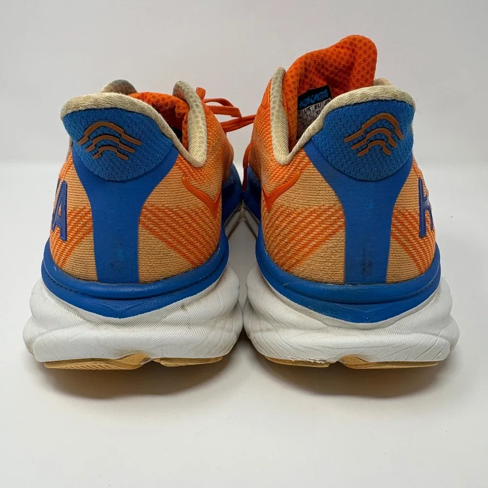Hoka Clifton 9 Mens Size 11.5 Orange Blue White Running Shoes (1127895 VOIM)